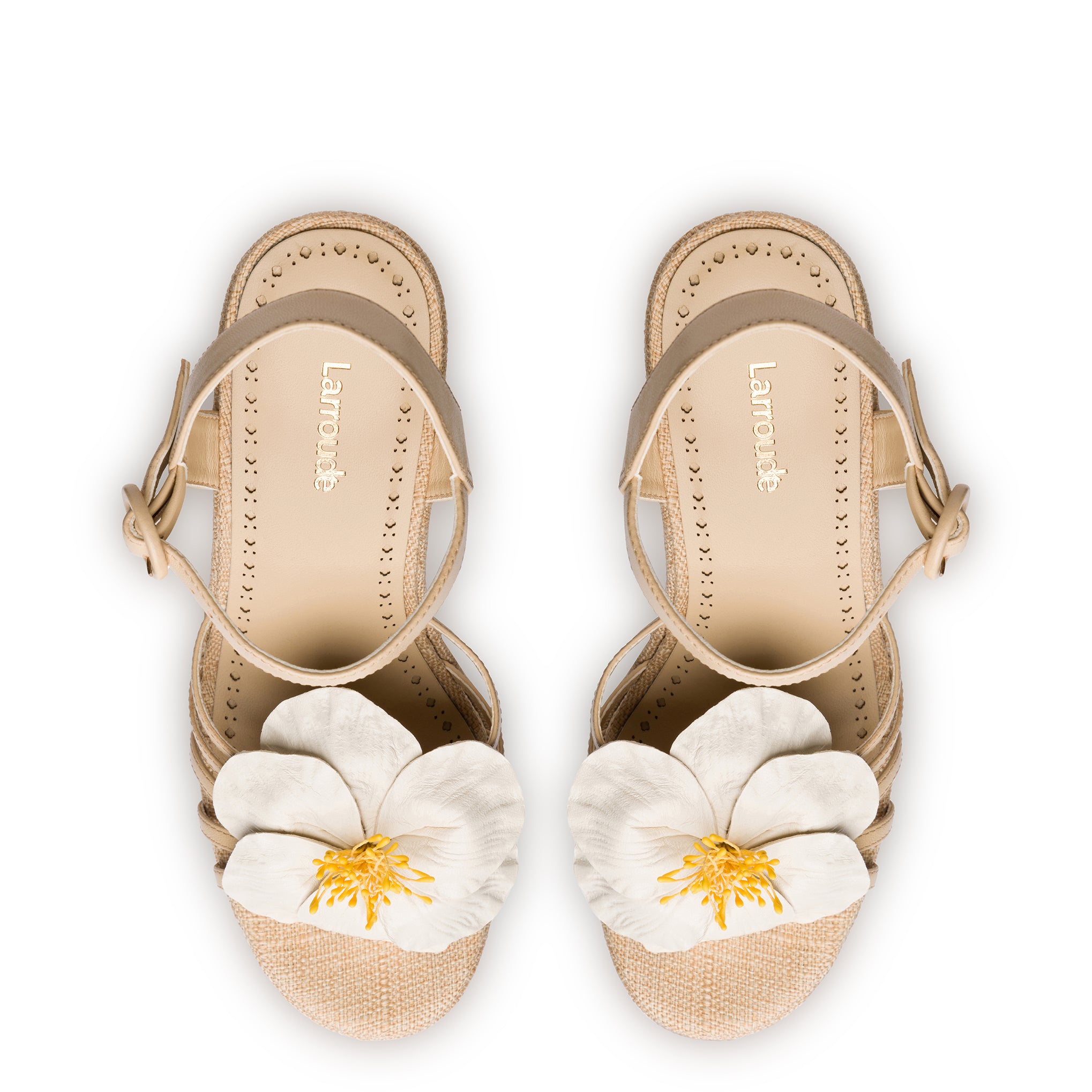 Magnolia Wedge In Ivory Leather