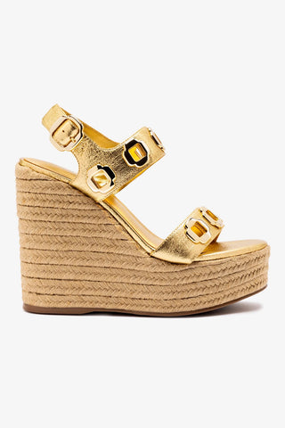 Milan Espadrille In Gold Metallic Leather