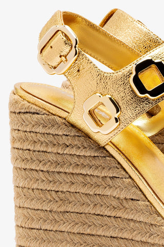 Milan Espadrille In Gold Metallic Leather