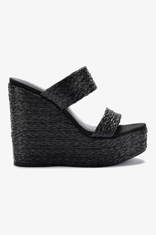 Pamela Wedge In Black Raffia