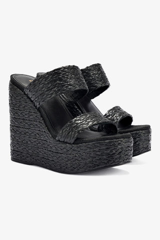 Pamela Wedge In Black Raffia