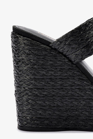 Pamela Wedge In Black Raffia