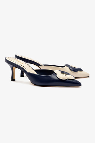 Flora Pump In Navy and Ivory Leather