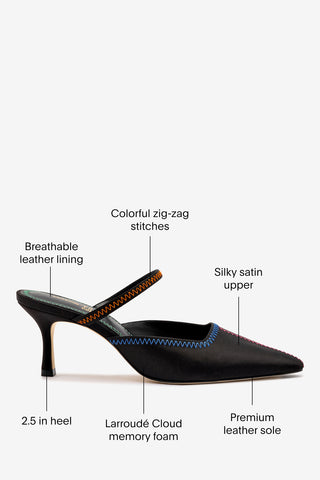 Larroudé x Jonathan Cohen Zig Zag Pump In Black Satin Mule Larroudé x Jonathan Cohen