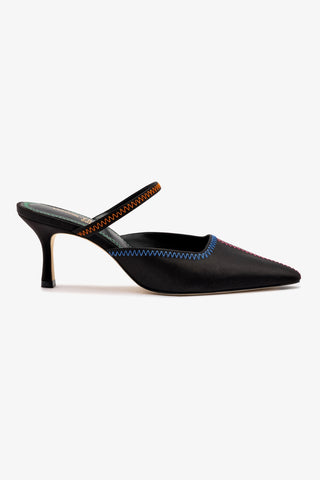 Larroudé x Jonathan Cohen Zig Zag Pump In Black Satin