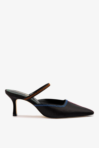 Larroudé x Jonathan Cohen Zig Zag Pump In Black Satin Womens - Shoes - Pumps Larroudé x Jonathan Cohen