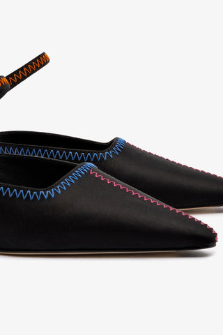 Larroudé x Jonathan Cohen Zig Zag Pump In Black Satin