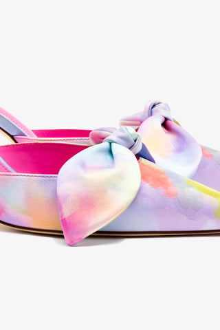 Larroudé for Jonathan Cohen: Tie Mule In Watercolor Colorful Satin