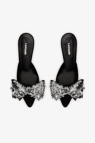 Mini Elle Pump In Black Suede and Silver Sequins