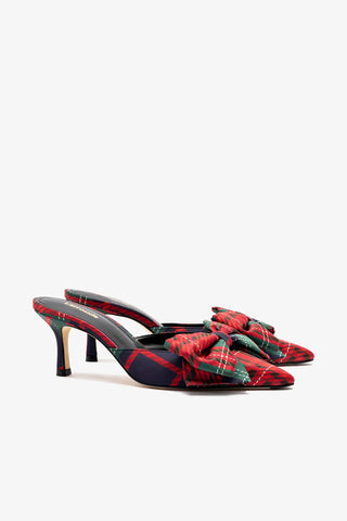 Mini Elle Pump In Red Tartan Satin