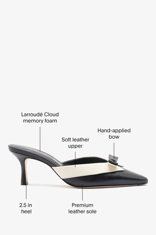 Larroudé x Tanner Fletcher: Elle Tuxedo Mule Black and Ivory Leather Mule Larroudé x Tanner Fletcher