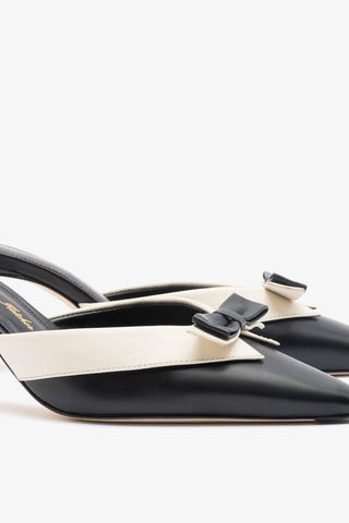 Larroudé x Tanner Fletcher: Elle Tuxedo Mule Black and Ivory Leather Mule Larroudé x Tanner Fletcher