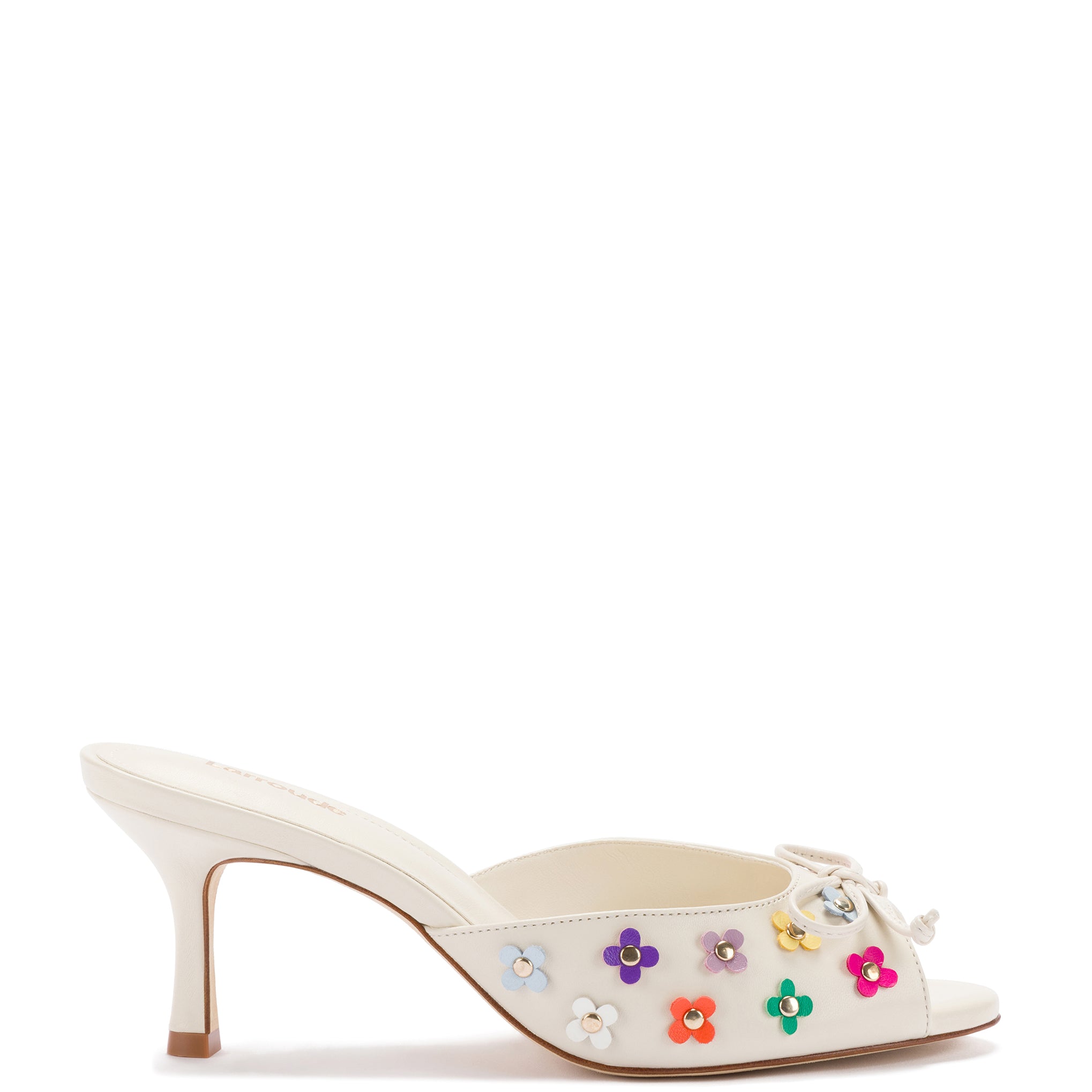 Jasmine Mule In Ivory and Multicolor Leather