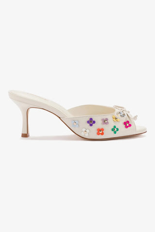 Jasmine Mule In Ivory and Multicolor Leather