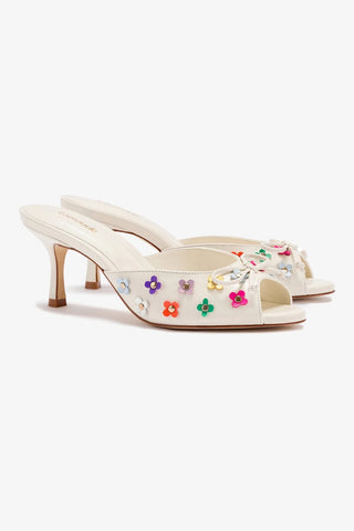 Jasmine Mule In Ivory and Multicolor Leather