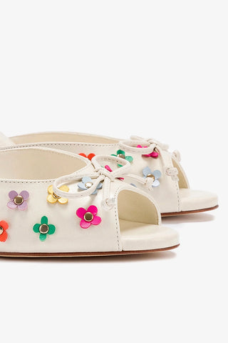 Jasmine Mule In Ivory and Multicolor Leather