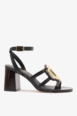 Margherita Block Sandal Black Leather Sandal Larroudé