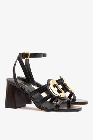 Margherita Block Sandal Black Leather Sandal Larroudé