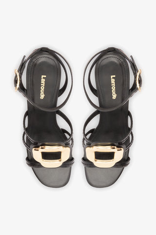 Margherita Block Sandal Black Leather Sandal Larroudé