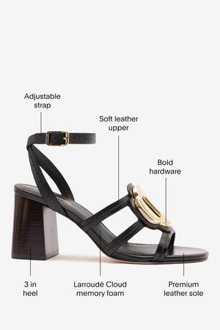 Margherita Block Sandal Black Leather Sandal Larroudé