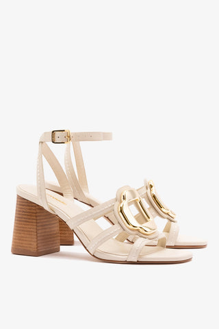 Margherita Block Sandal Ivory Leather Sandal Larroudé