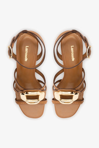 Margherita Block Sandal Caramel Leather Sandal Larroudé