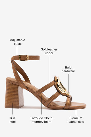 Margherita Block Sandal Caramel Leather Sandal Larroudé
