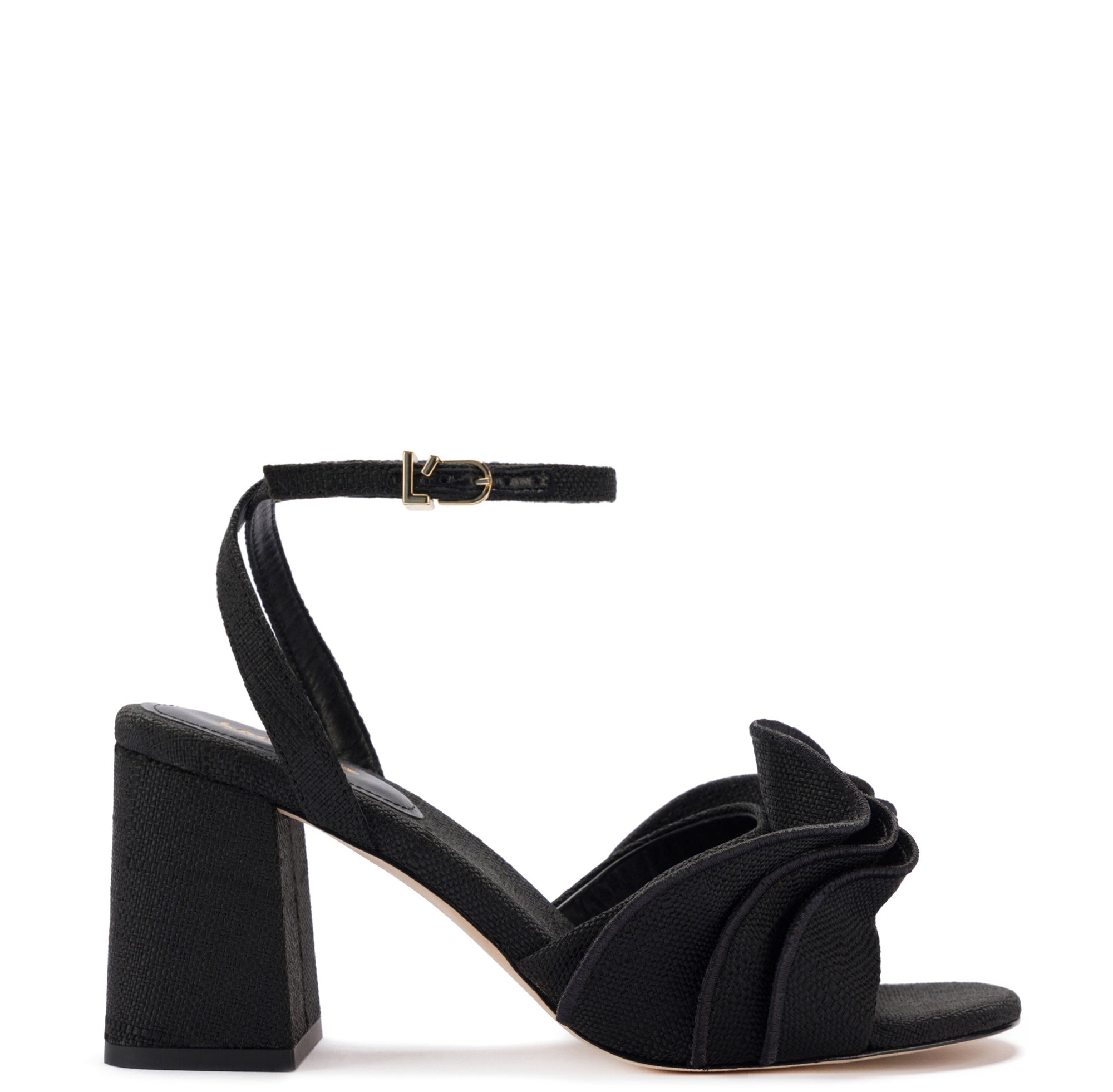 Larroudé Marilyn Sandal in Black Satin 7.0