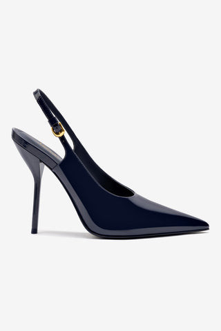 Larroude x Altuzarra Pump In Navy Patent Leather