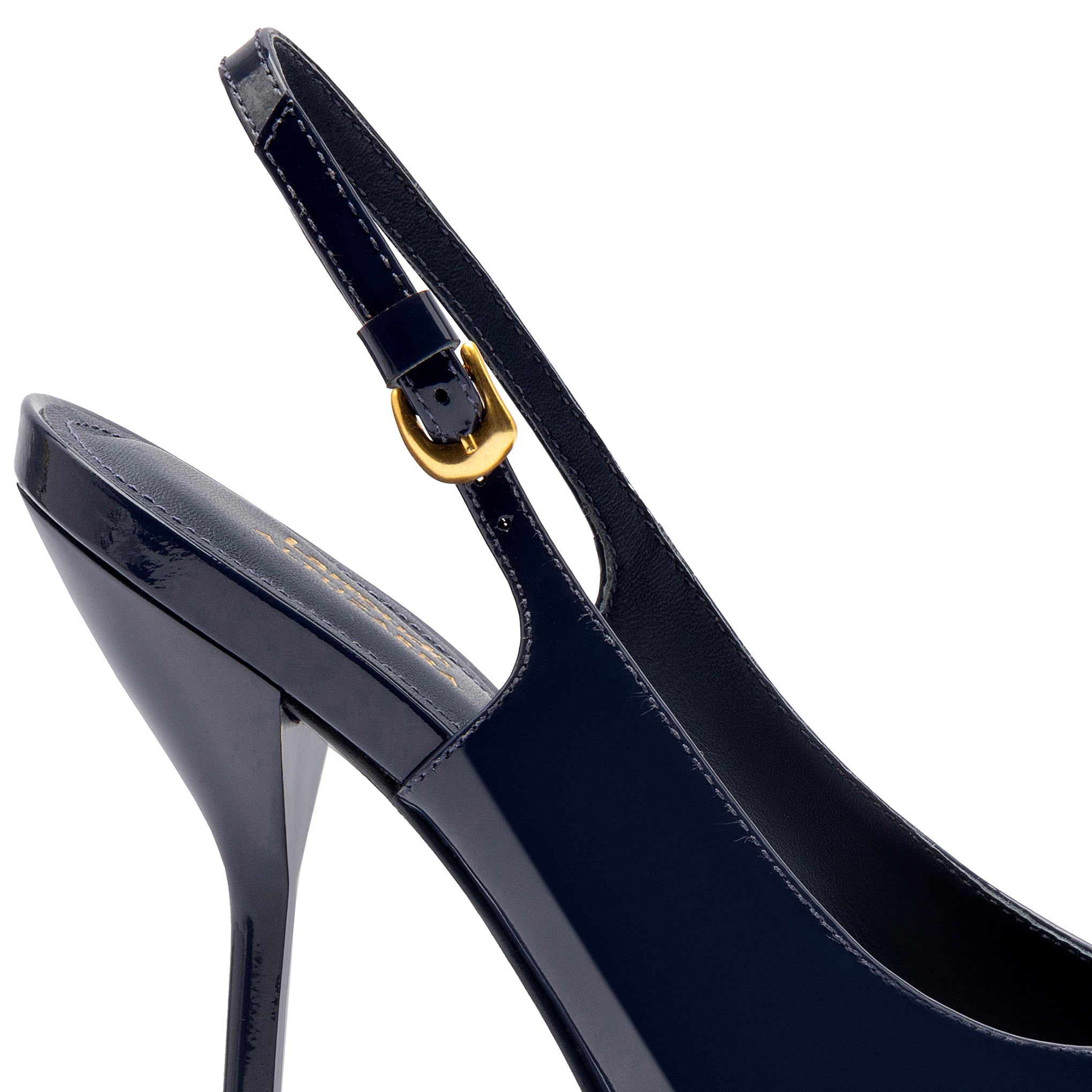 Larroude x Altuzarra Pump In Navy Patent Leather