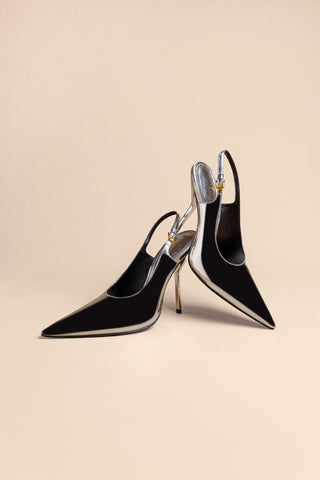 Larroudé x Altuzarra Pump In Silver Specchio