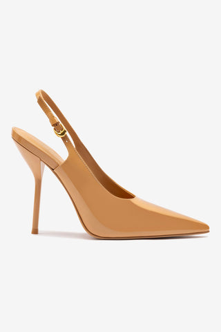 Larroude x Altuzarra Pump In Tan Patent Leather