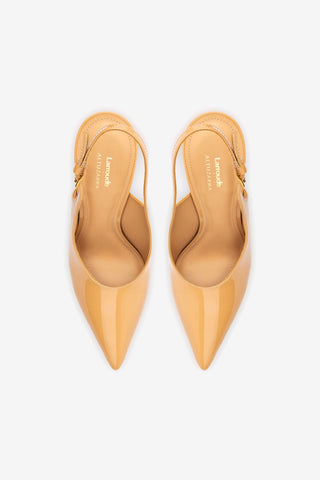 Larroude x Altuzarra Pump In Tan Patent Leather