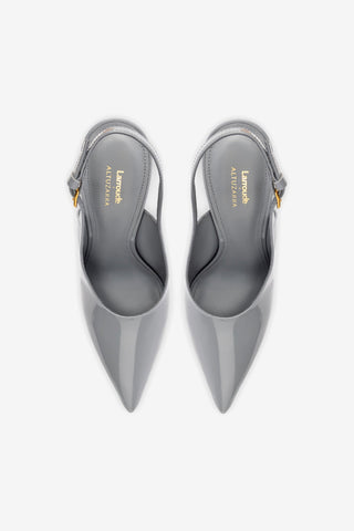 Larroude x Altuzarra Pump In Titanium Patent Leather