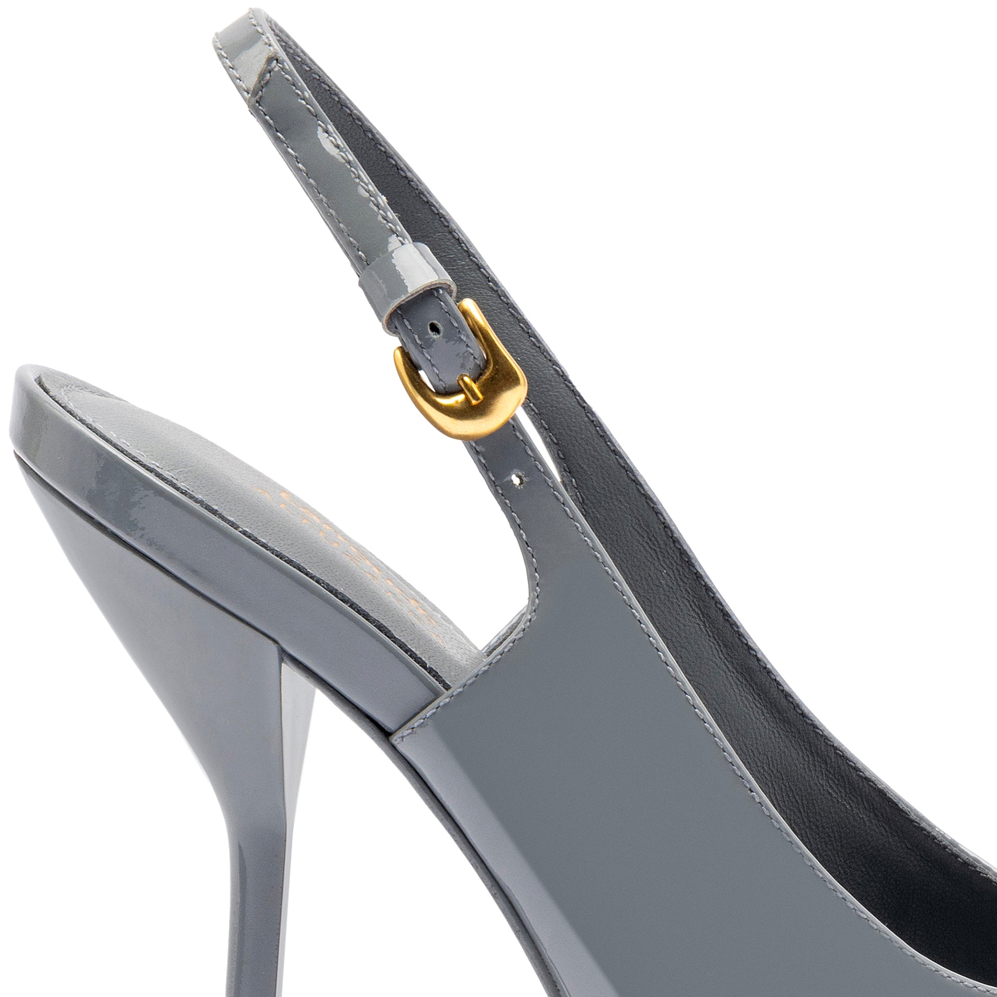 Larroude x Altuzarra Pump In Titanium Patent Leather