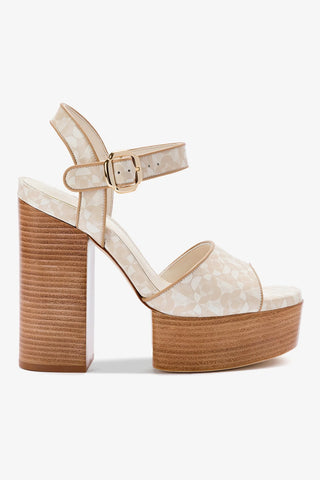 Vanessa Platform Sandal In Dual Printed Beige Saffiano Leather