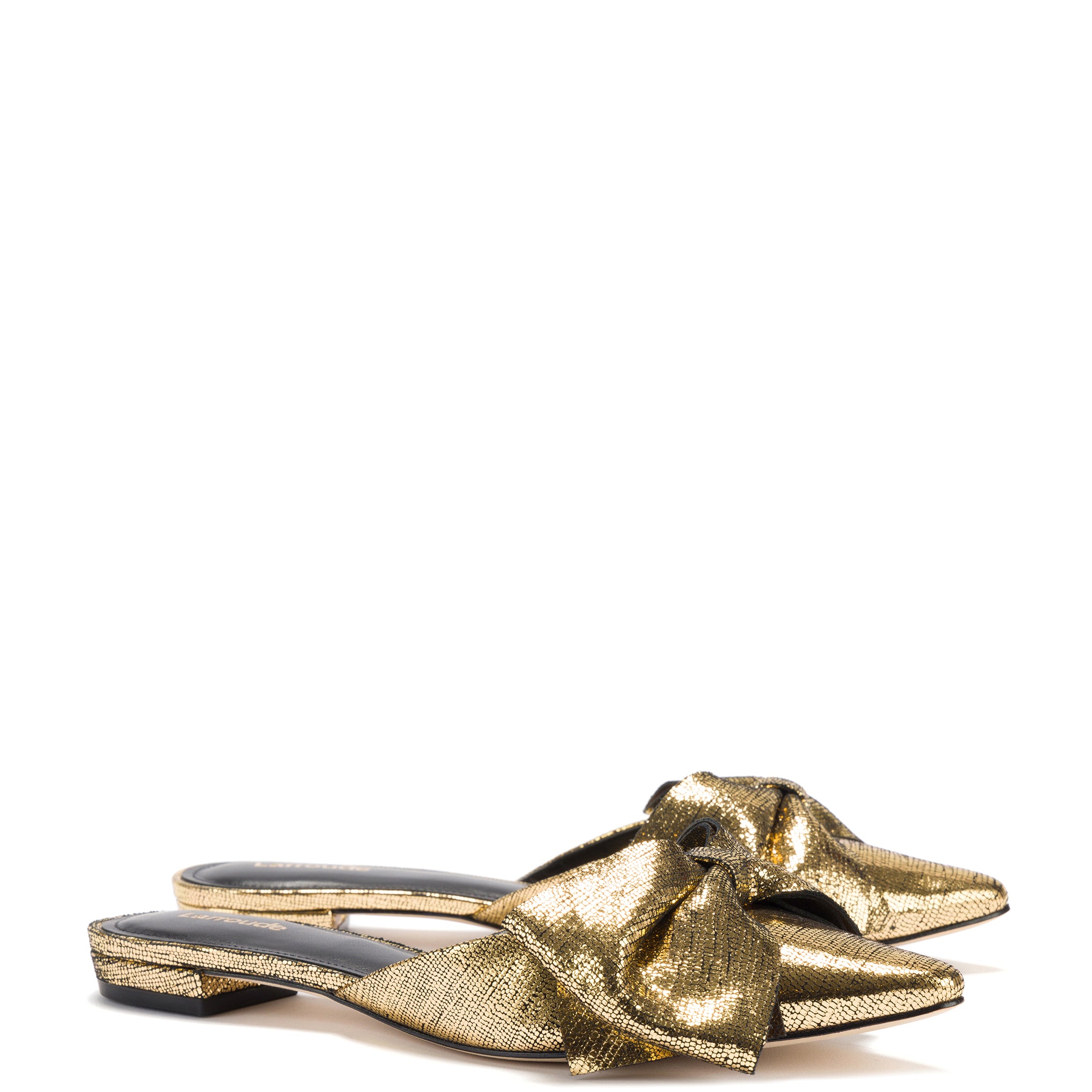 Metallic shops gold mules