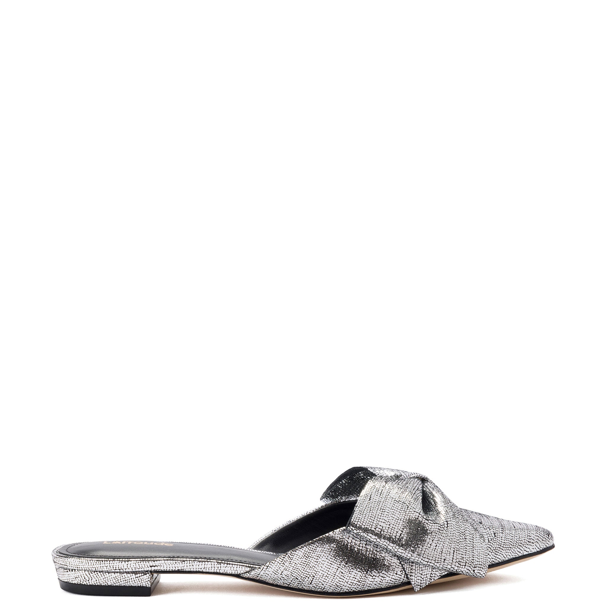 Silver store flat mules