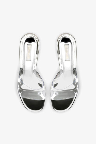 Vivi Lucite Hi Mule In Silver Specchio