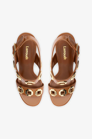 Milan Hi Sandal In Caramel Leather