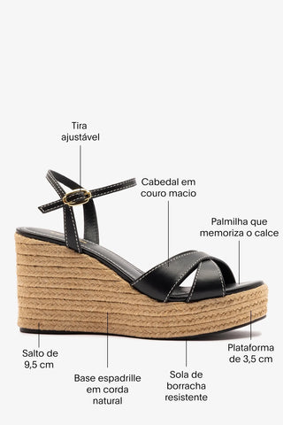 Bianca Espadrille Sandal Black Leather Sandal Larroudé