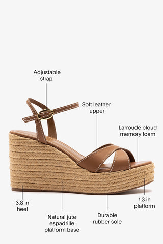 Bianca Espadrille Sandal Caramel Leather Sandal Larroudé