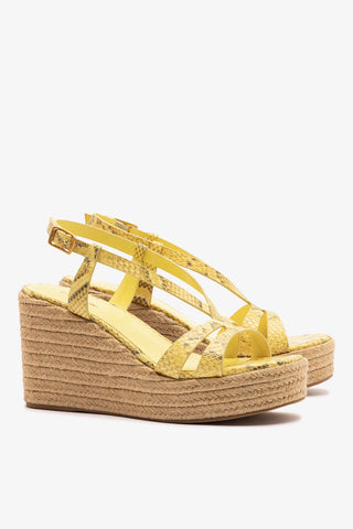 Daphne Espadrille Sandal Lemonade Python Leather Sandal Larroudé