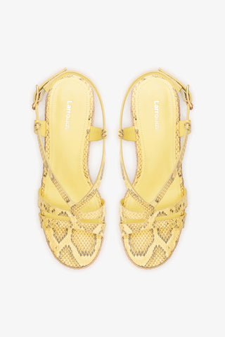 Daphne Espadrille Sandal Lemonade Python Leather Sandal Larroudé