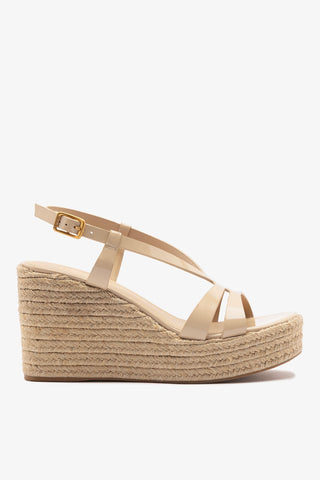 Daphne Espadrille Sandal Sand Patent Leather Sandal Larroudé
