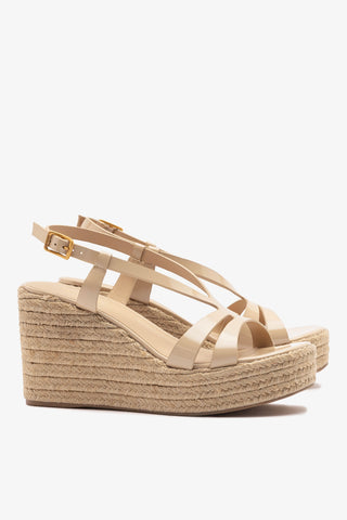Daphne Espadrille Sandal Sand Patent Leather Sandal Larroudé