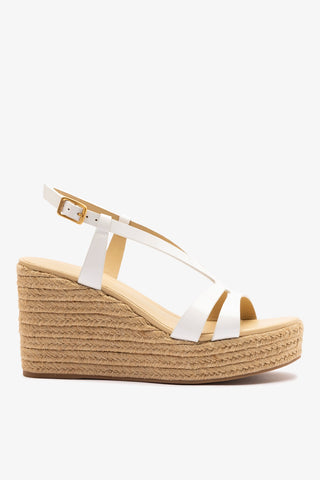 Daphne Espadrille Sandal White Patent Leather Sandal Larroudé