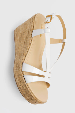 Daphne Espadrille Sandal White Patent Leather Sandal Larroudé