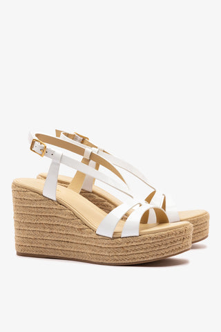 Daphne Espadrille Sandal White Patent Leather Sandal Larroudé