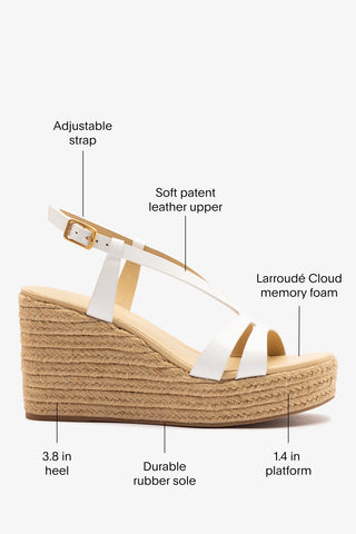 Daphne Espadrille Sandal White Patent Leather Sandal Larroudé